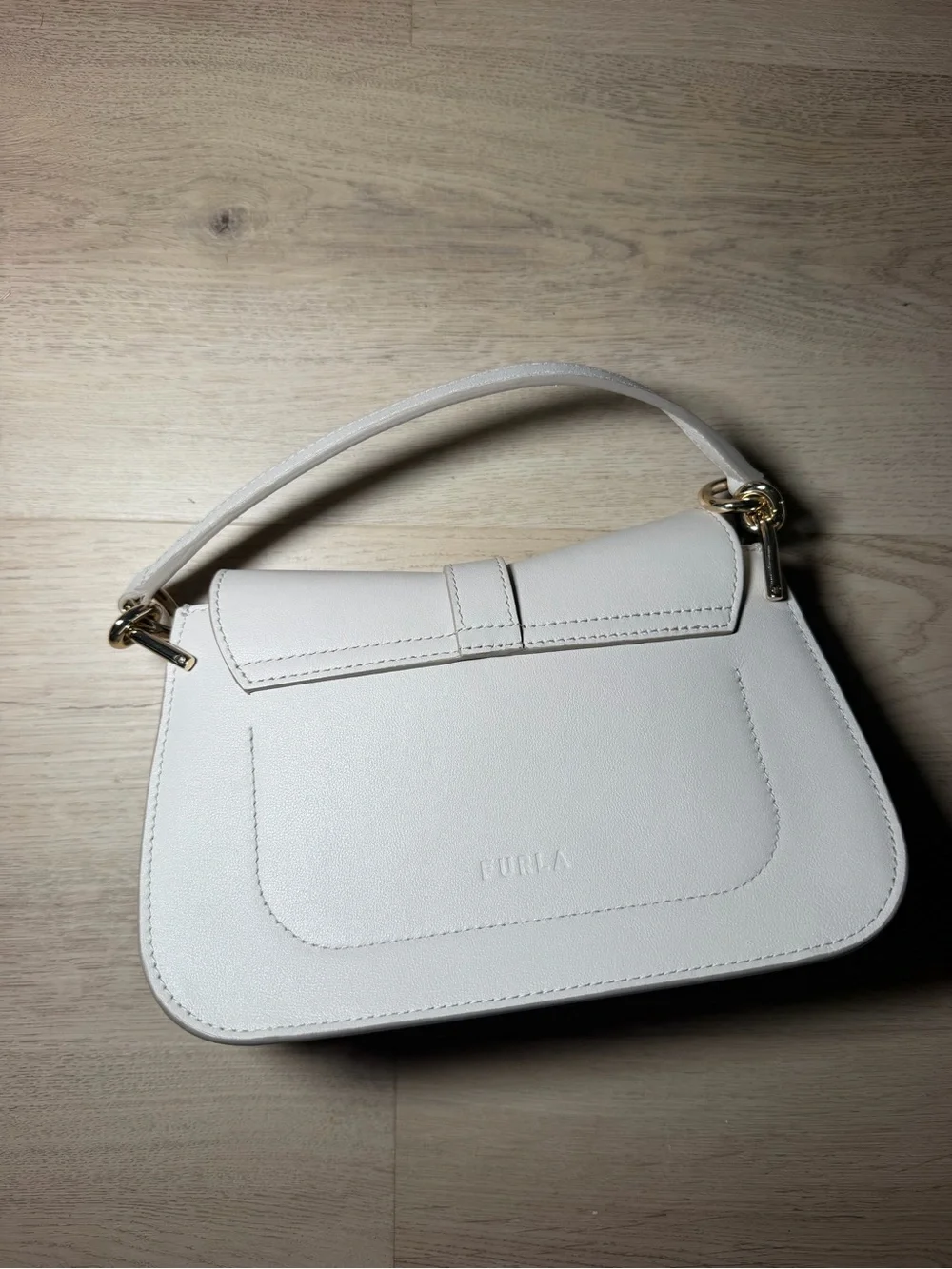 Furla Cream Leather Top-Handle Shoulder Bag